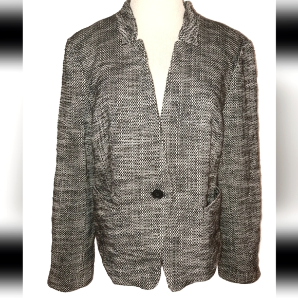 Ann Taylor LOFT Black And White Twill Jacket Size 12 - Picture 1 of 6